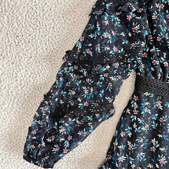 La Maison Talulah Dress Womens Medium Tiered Swiss Dot Ruffle Sheer Lace Aplique - Picture 16 of 16